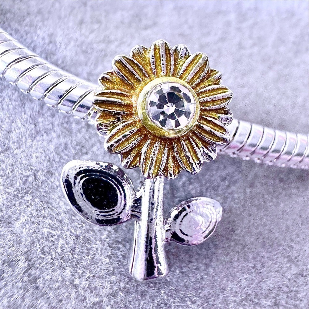 Sunflower Yellow Bead European Charm fits PANDORA